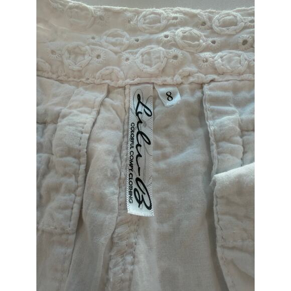 Lulu-B Textured White Cotton Capris Scalloped Hem Pockets Size 8 EUC - Picture 5 of 8